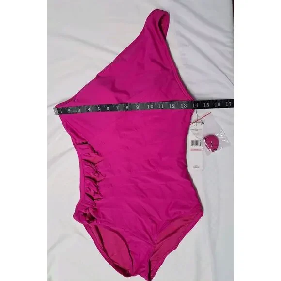 NWTCarmen Marc Valvo One-Shoulder Side-Cutout One-Piece Swimsuit Women's Size 10
